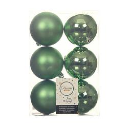 Foto van 12x stuks kunststof kerstballen groen 8 cm glans/mat - kerstbal