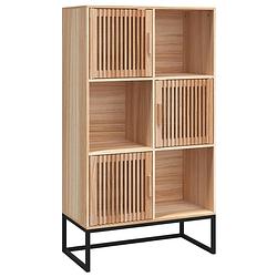 Foto van The living store hoge kast - bewerkt hout - 70 x 35 x 125 cm - scandinavisch design