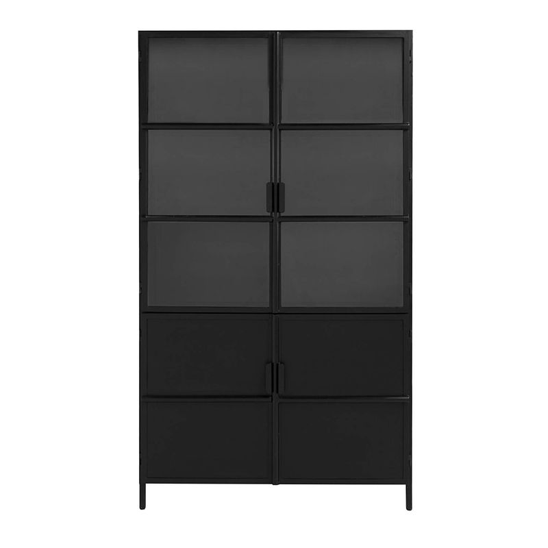 Foto van Giga meubel vitrinekast 4-deurs - zwart metaal - 120x40x210cm - tygo