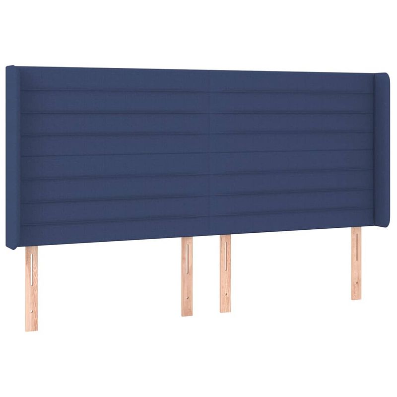 Foto van Vidaxl hoofdbord met randen 183x16x118/128 cm stof blauw