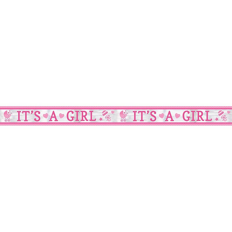 Foto van Amscan banner 'sit's a girl's 762 cm roze