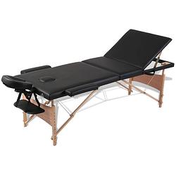 Foto van Vidaxl inklapbare massagetafel 3 zones met houten frame (zwart)