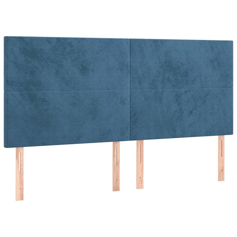 Foto van The living store hoofdbord - klassiek - donkerblauw - 180 x 5 x 118/128 cm - fluweel - houten poten - verstelbare