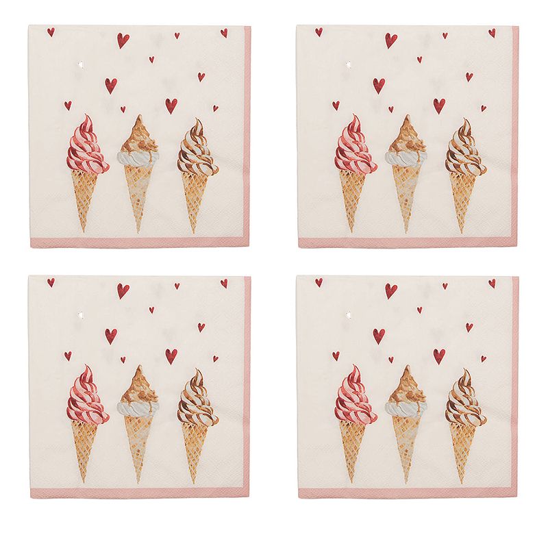 Foto van Haes deco - set van 4 wegwerpservetten - 33x33 cm (20 stuks in verpakking) - papier - frosty and sweet