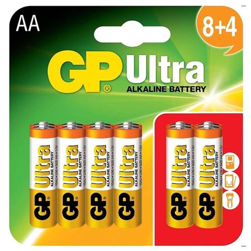 Foto van Gp ultra alkaline aa/lr6 blister 8+4