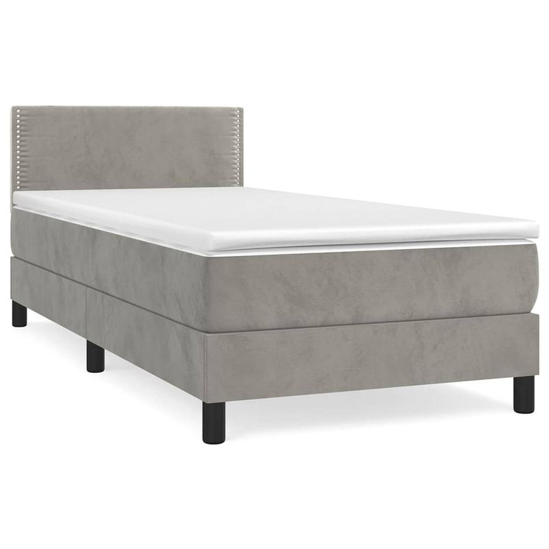 Foto van The living store boxspringbed - - bed - 193 x 90 x 78/88 cm - lichtgrijs