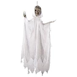 Foto van Halloween - horror hangdecoratie spook/geest/skelet pop wit met licht 91 cm - halloween poppen