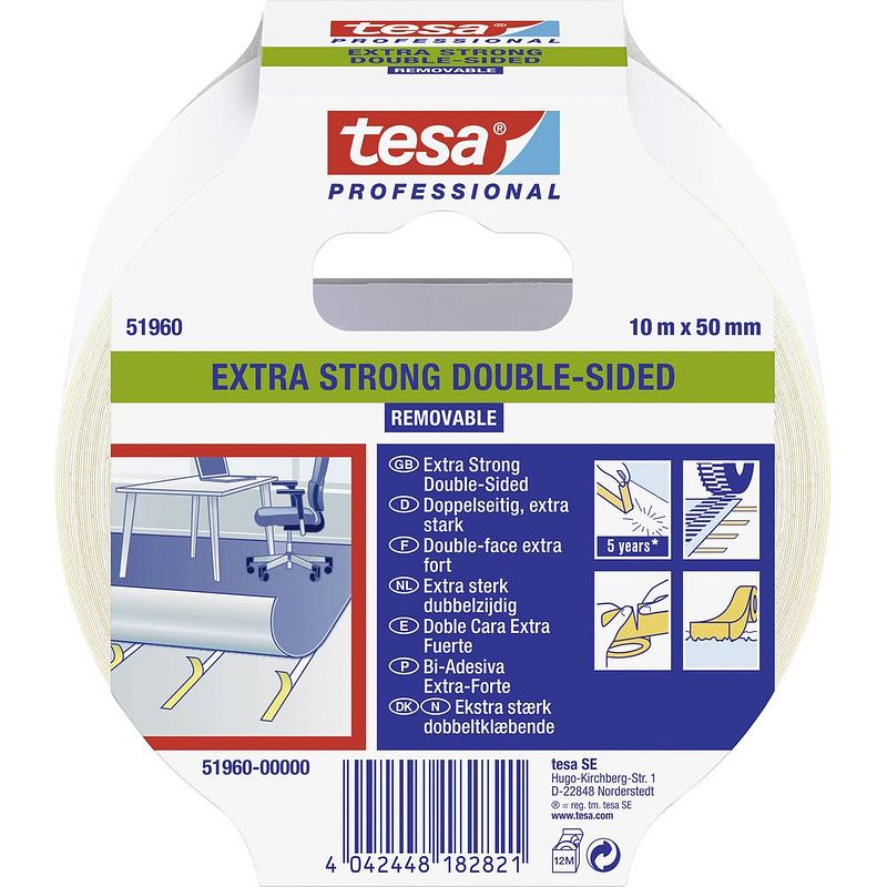 Foto van Tesa extra strong 51960-00000-11 bevestigingstape tesa professional doorschijnend (l x b) 10 m x 50 mm 1 stuk(s)