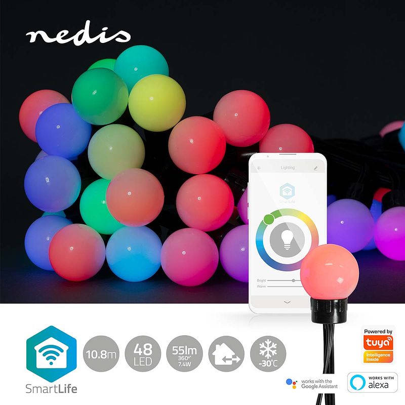 Foto van Nedis smartlife decoratieve led lichtslang party lights ios/android 10.8 mtr