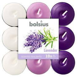 Foto van Bolsius geurkaarsen theelicht lavender paars/wit 18 stuks