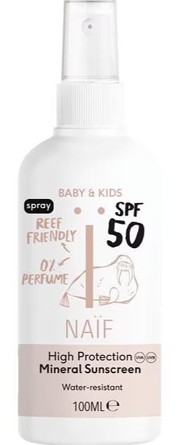 Foto van Naif baby & kids spf50 sunscreen spray parfumvrij