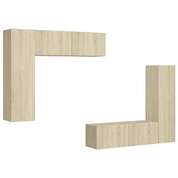 Foto van The living store tv meubel set - sonoma eiken - 4 delig - 30.5 x 30 x 110 cm - 100 x 30 x 30 cm