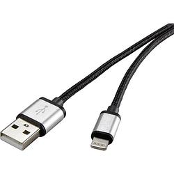 Foto van Renkforce usb-kabel usb 2.0 usb-a stekker, apple lightning stekker 1.50 m donkergrijs gesleeved rf-3969330