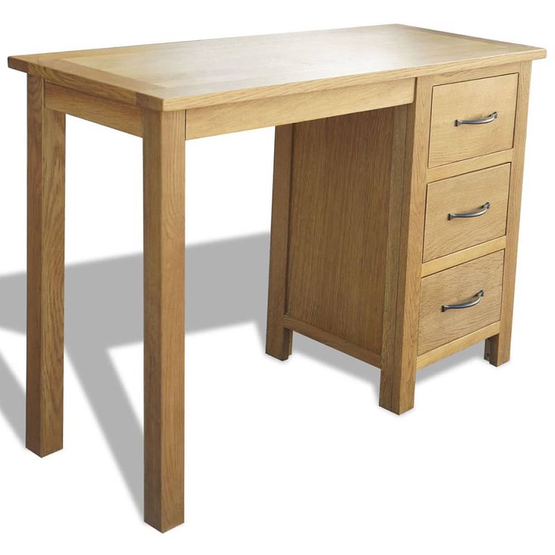 Foto van Vidaxl bureau met 3 lades 106x40x75 cm massief eikenhout