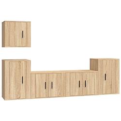 Foto van The living store tv-meubelset - sonoma eiken - 2x 57x34.5x40cm - 1x 40x34.5x40cm - 2x 40x34.5x60cm