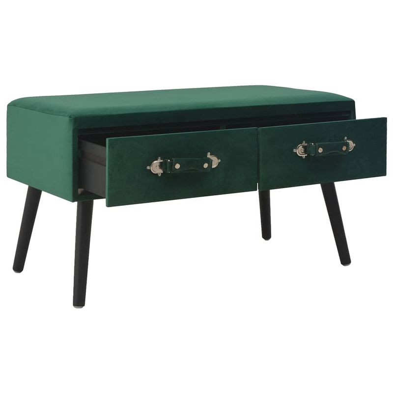 Foto van The living store salontafel fluweel groen - 80x40x46 cm - 2 lades