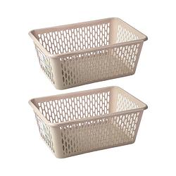 Foto van Plasticforte opbergmand/kastmandje - 2x - 13 liter - beige - kunststof - 26 x 37 x 14 cm - opbergbox