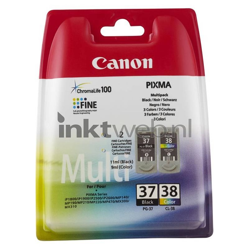 Foto van Canon pg-37 / cl-38 zwart en kleur cartridge