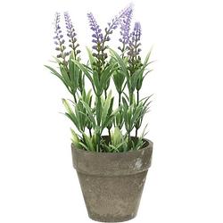 Foto van Groene/lilapaarse lavandula/lavendel kunstplant 25 cm in pot - kunstplanten