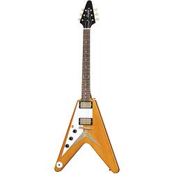 Foto van Epiphone 1958 korina flying v white pickguard lh linkshandige elektrische gitaar met koffer