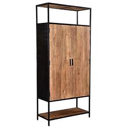 Foto van Livingfurn - kabinetkast sturdy 2 deurs - 100cm - mangohout en gecoat staal
