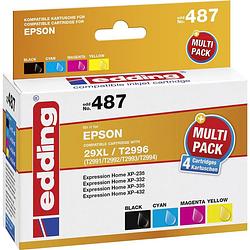 Foto van Edding inkt vervangt epson 29xl, t2996, t2991, t2992, t2993, t2994 compatibel combipack zwart, cyaan, magenta, geel edding 487 18-487