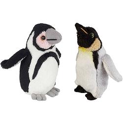 Foto van Zuidpool serie pluche knuffels 2x stuks - pinguin met kuiken van 15 cm - vogel knuffels