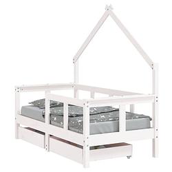 Foto van Vidaxl kinderbedframe met lades 70x140 cm massief grenenhout wit