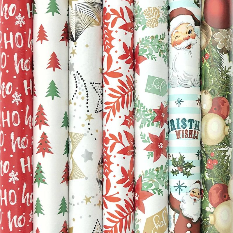 Foto van Assortiment kerstpapier cadeaupapier inpakpapier k26 - 200 x 70 cm - 5 rollen