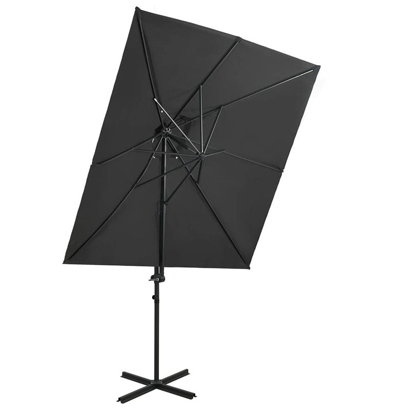 Foto van Vidaxl zweefparasol met dubbel dak 250x250 cm antracietkleurig