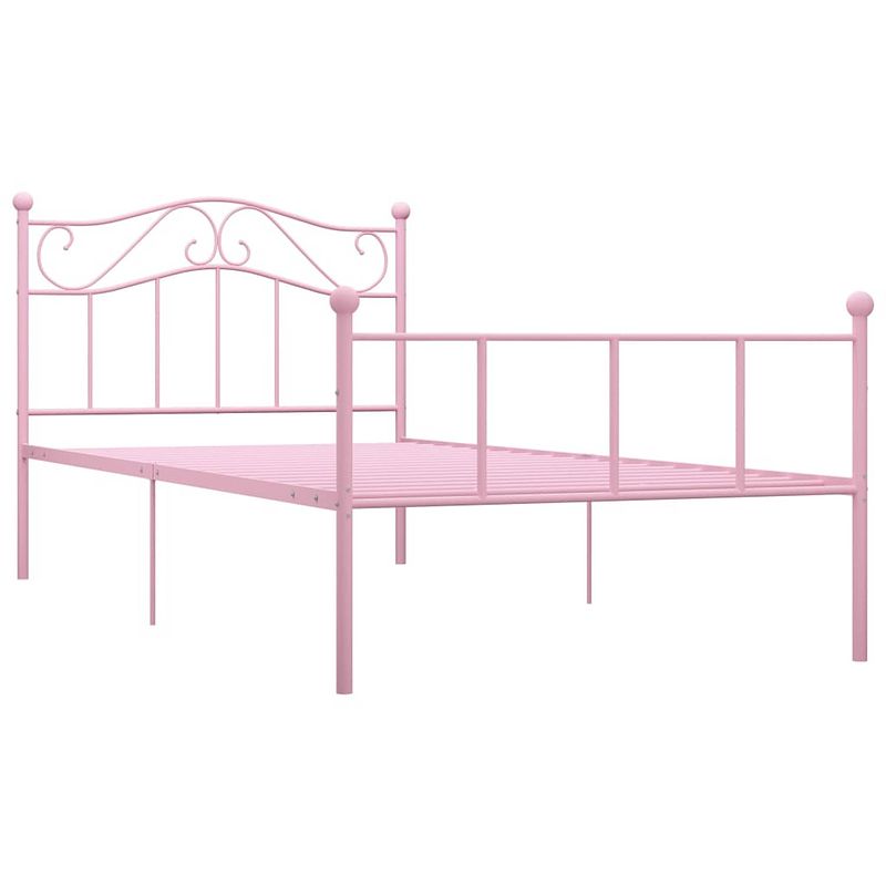 Foto van The living store metalen bedframe - elegant en klassiek - bed - afmetingen- 208 x 107.5 x 95 cm - kleur- roze