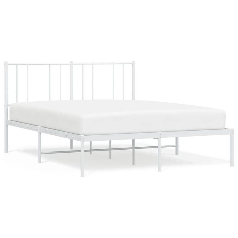 Foto van The living store bedframe klassiek - metalen constructie - metalen latten - extra opbergruimte - hoofdbord - wit - 196