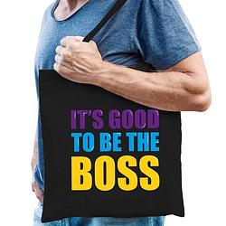 Foto van Its good to be the boss cadeau tas zwart voor heren - feest boodschappentassen