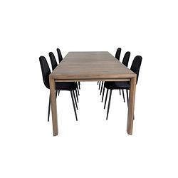 Foto van Slideros eethoek eetkamertafel uitschuifbare tafel lengte cm 170 / 250 rokerig eik en 6 polar diamond eetkamerstal