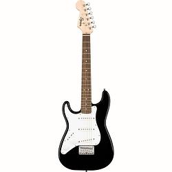 Foto van Squier mini stratocaster lh black linkshandige kindergitaar / reisgitaar