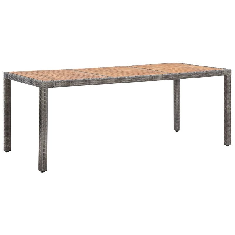 Foto van Vidaxl tuintafel 190x90x75 cm poly rattan en massief acaciahout grijs