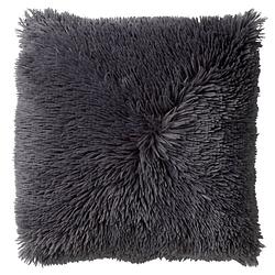 Foto van Dutch decor fluffy - kussenhoes unikleur charcoal gray 45x45 cm - grijs - grijs