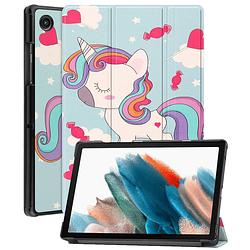 Foto van Basey samsung galaxy tab a8 hoesje kunstleer hoes case cover - eenhoorn