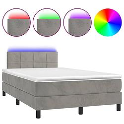 Foto van Vidaxl boxspring met matras en led fluweel lichtgrijs 120x200 cm