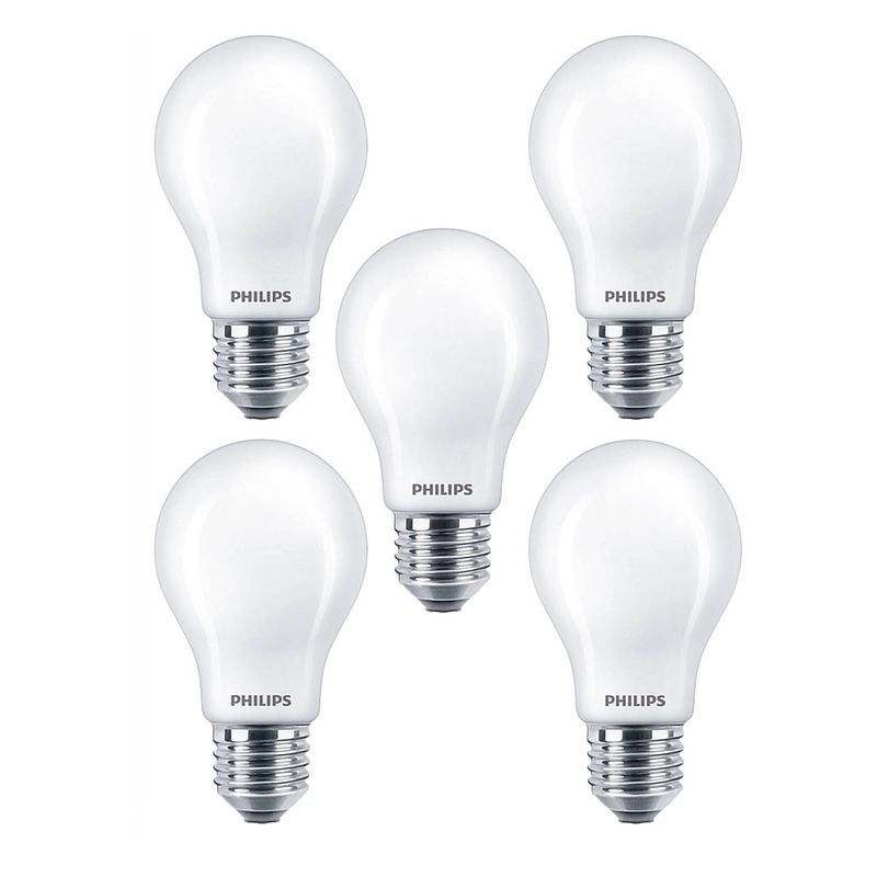 Foto van Philips classic led-lamp - e27 - 2700k warm wit licht - 7 watt - niet dimbaar - 5 led lampen