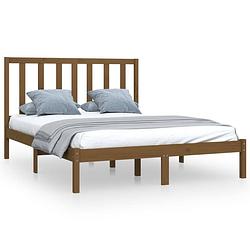 Foto van The living store houten bedframe - rustiek - bedframes - 150x200 cm - honingbruin