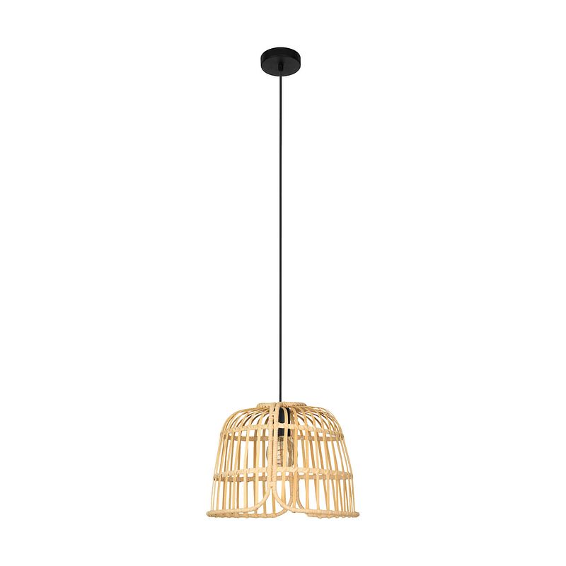 Foto van Eglo glyneath hanglamp - e27 - ø 37,5 cm - zwart/hout