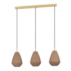 Foto van Eglo caprarola hanglamp - e27 - 90 cm - zand/koper - satijn glas