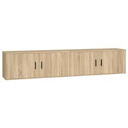 Foto van The living store tv-wandmeubel - sonoma eiken - 100 x 34.5 x 40 cm - duurzaam hout