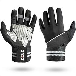 Foto van Zeuz® sport & fitness handschoenen heren & dames - krachttraining - crossfit gloves - grijs & zwart - maat l