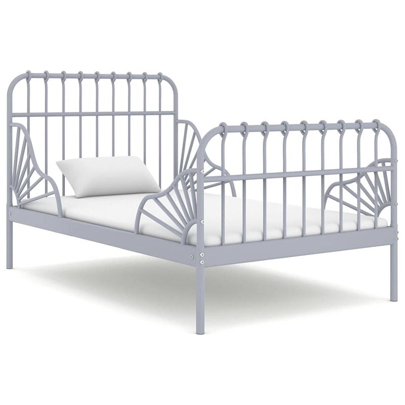 Foto van Vidaxl bedframe verlengbaar metaal grijs 80x130/200 cm