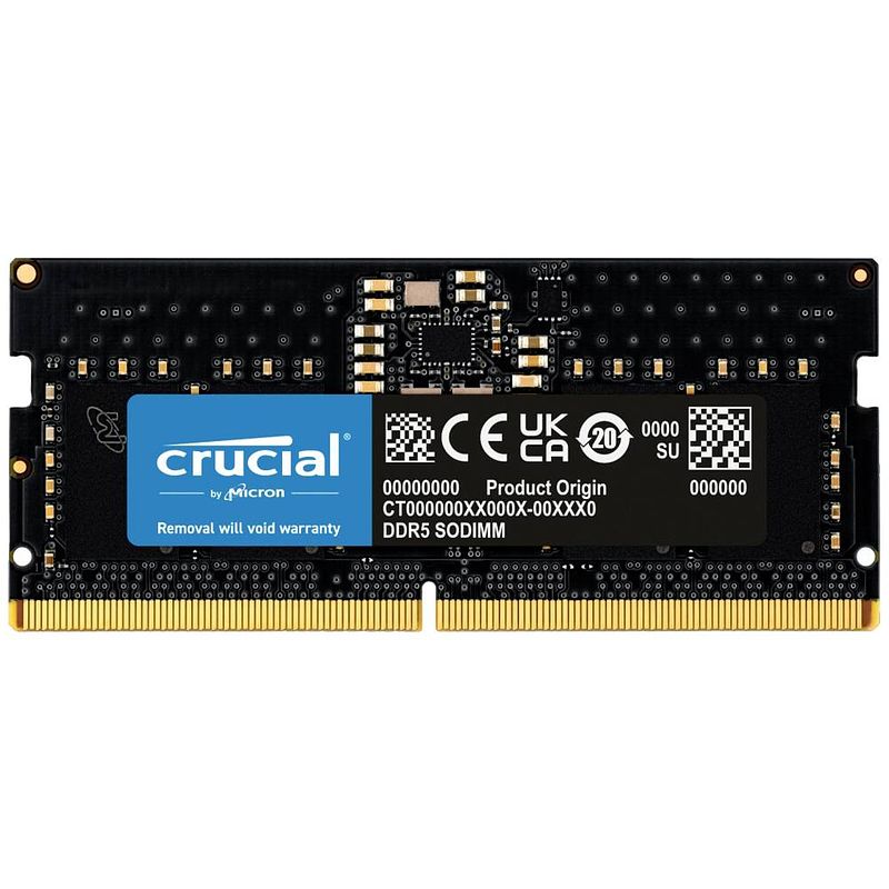 Foto van Crucial ct8g48c40s5 werkgeheugenmodule voor laptop ddr5 8 gb 1 x 8 gb 4800 mhz 262-pins so-dimm cl40 ct8g48c40s5