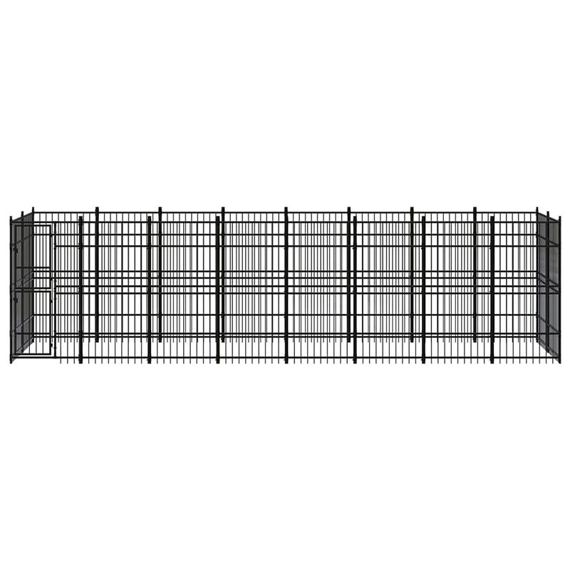 Foto van The living store hondenkennel - zwart - gepoedercoat staal - 768 x 192 x 200 cm - met deur