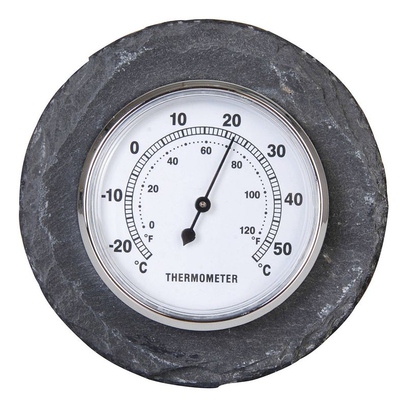 Foto van Binnen/buiten leisteen thermometer 10 cm - buitenthermometers