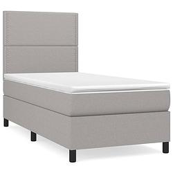 Foto van The living store boxspringbed - pocketvering - 100 x 200 cm - lichtgrijs - inclusief matras en topmatras